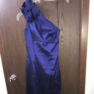 Jessica McClintock one shoulder blue dress